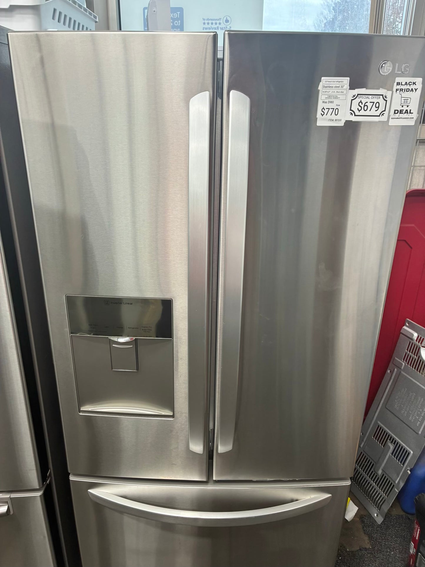 LG French door refrigerator slate stainless steel 30”, Ice Maker BLACK FRIDAY SALE