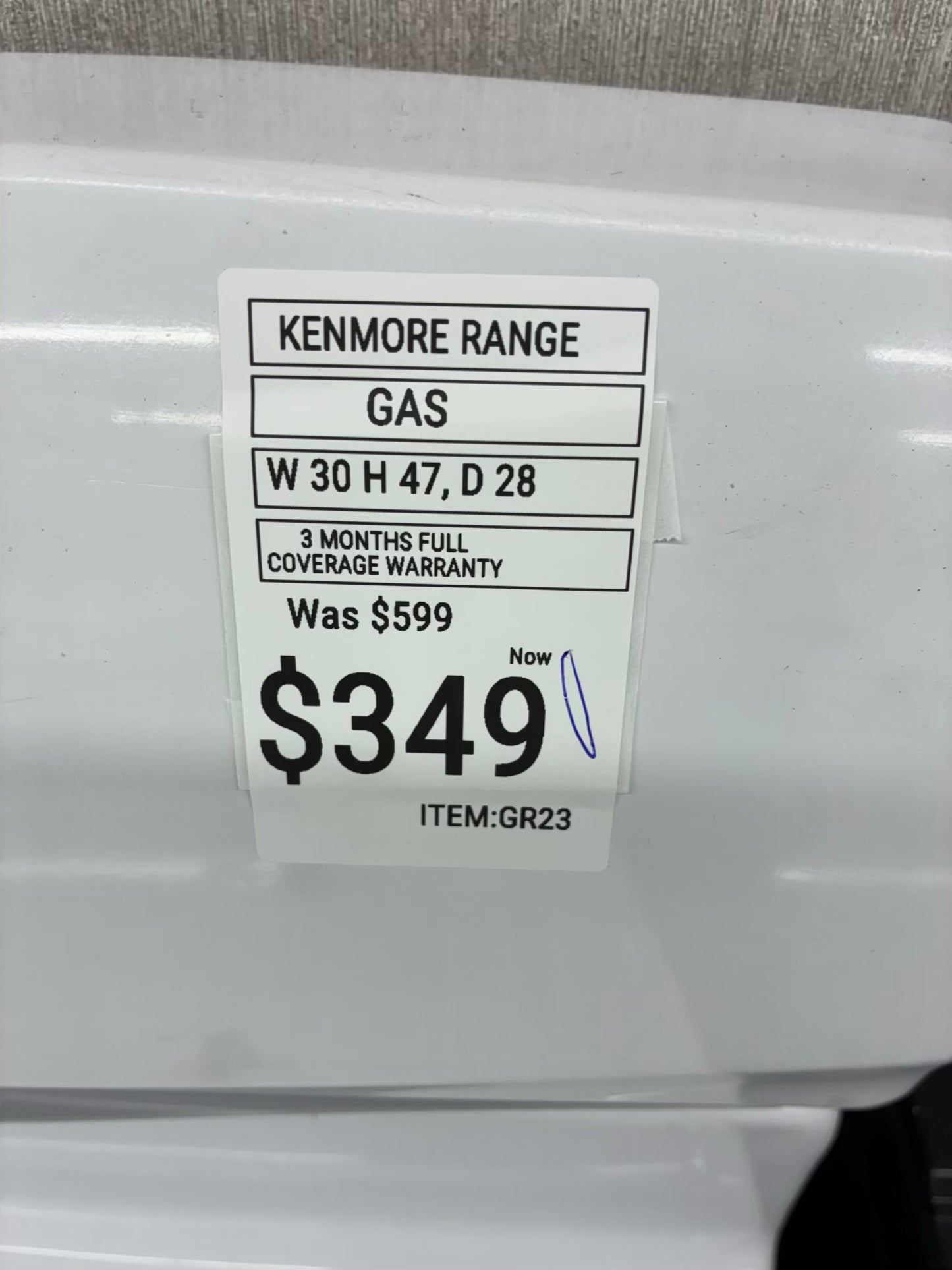 Kenmore Gas Range white color  4 Burners 30”