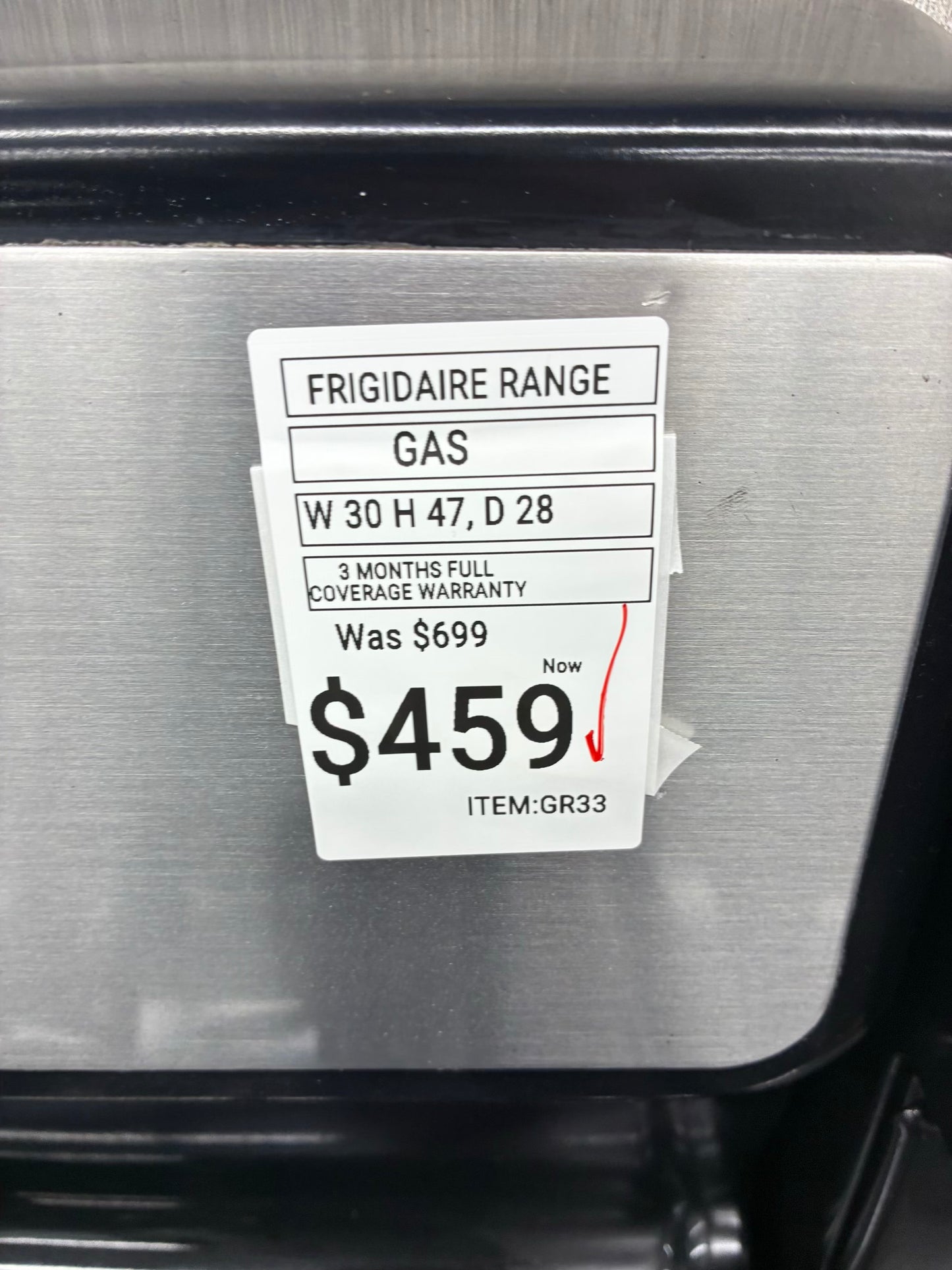 Frigidaire Gas Range Stainless Steel 4 Burners 30”