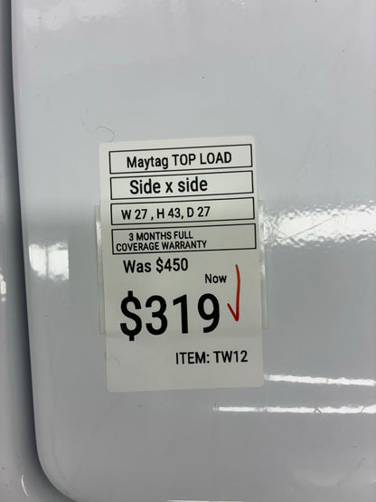Maytag top load large capacity white 27”