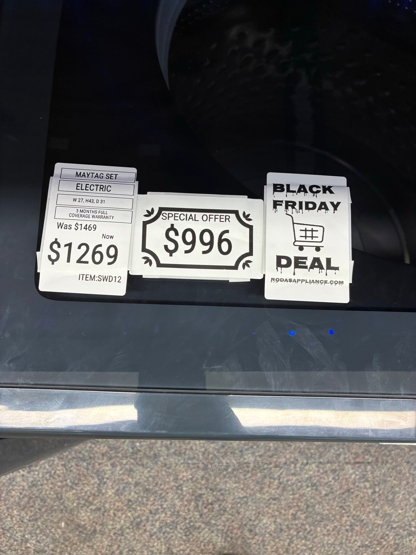 Maytag set  4.7 cu. Ft. Pet Pro top load side by side dryer electric 7.0 pet pro VOLCANO BLACK SCRATCH AND DENTS…. ORIGINAL PRICE $1269
