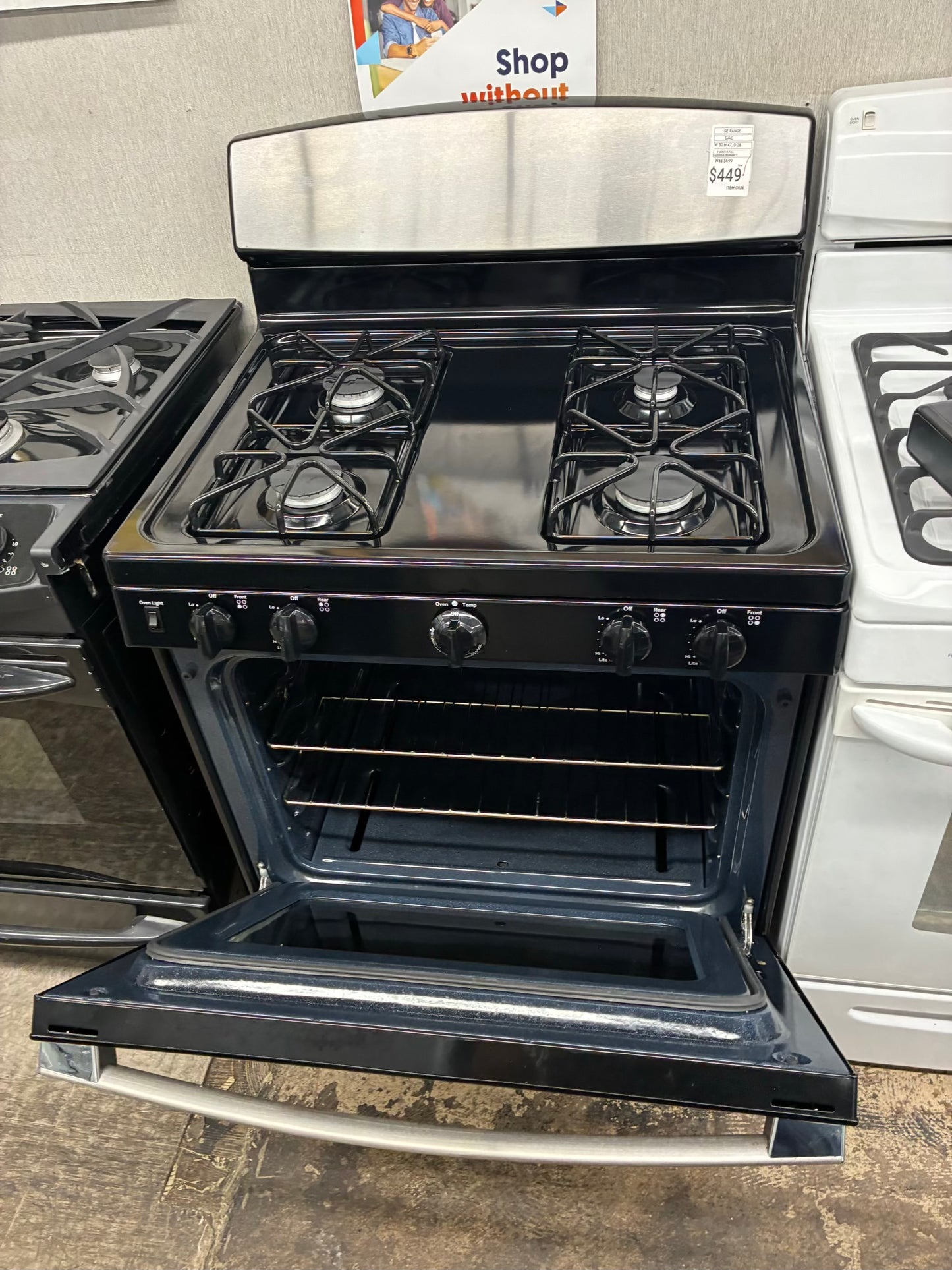 GE Gas Range Stainless Steel 4 Burners 30”