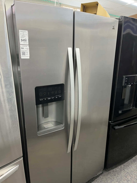 - Item: #RF66A  Lenmore side x side refrigerator stainless steel w/water ice dispenser 36 in