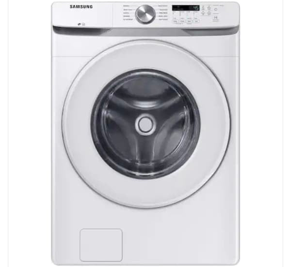 ★ Samsung Open Box 4.5 cu. ft. High-Efficiency Front Load Washer with Self-Clean+ in White & 7.5 cu. ft. Stackable Vented Electric Dryer with Sensor Dry in White 27 in WD641