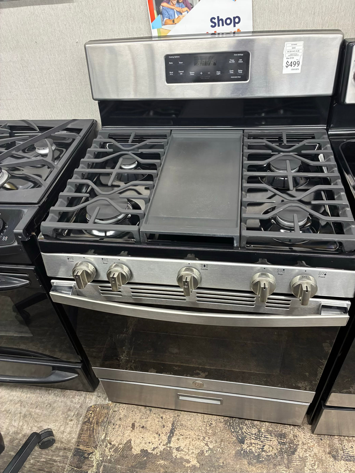 GE Gas Range stainless steel 5 Burners 30”