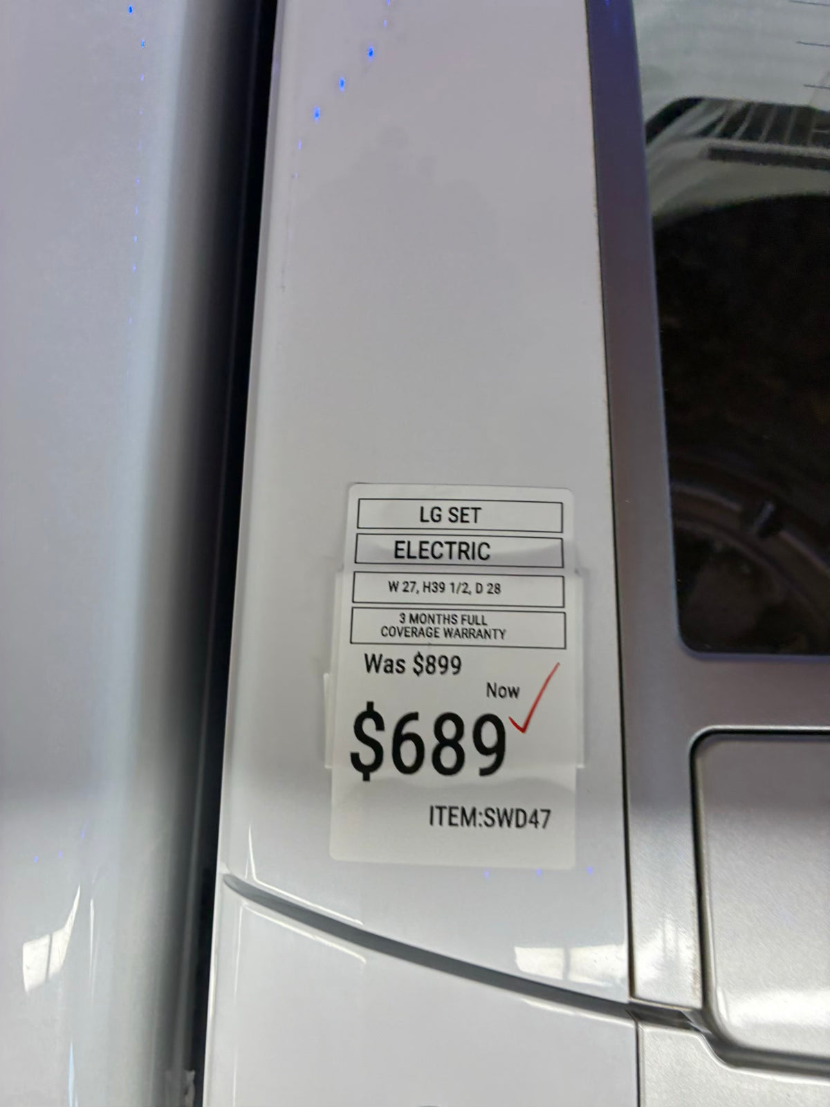 LG electric washer and dryer 27” top load