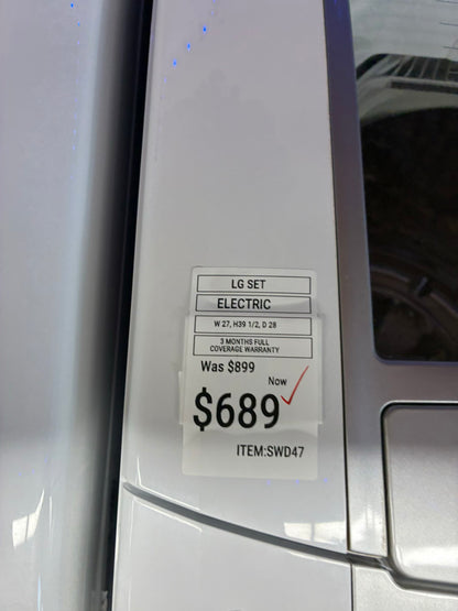 LG electric washer and dryer 27” top load