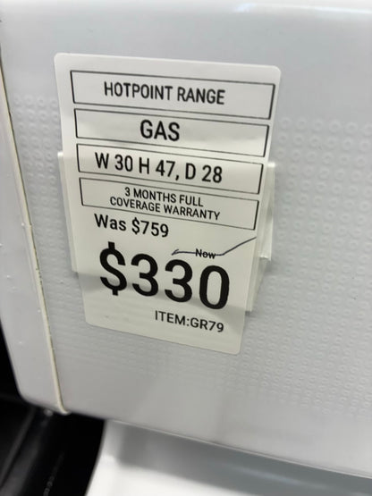 Hotpoint Gas Range white color  4 Burners 30”