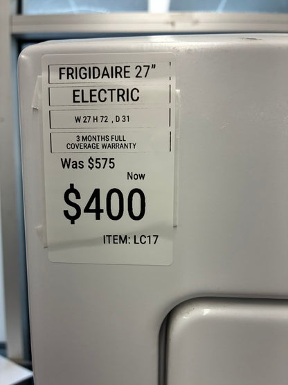 Frigidaire laundry center  washer and dryer set gas stackable 27”