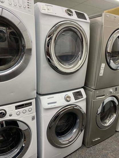 Item: #W19Y Samsung high efficiency and electric dryer stainless steel drum front load ,stackable or side by side 27”