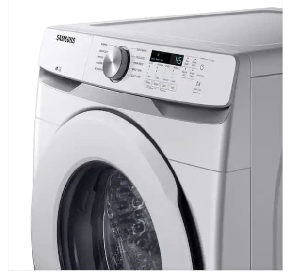 ★ Samsung Open Box 4.5 cu. ft. High-Efficiency Front Load Washer with Self-Clean+ in White & 7.5 cu. ft. Stackable Vented Electric Dryer with Sensor Dry in White 27 in WD641