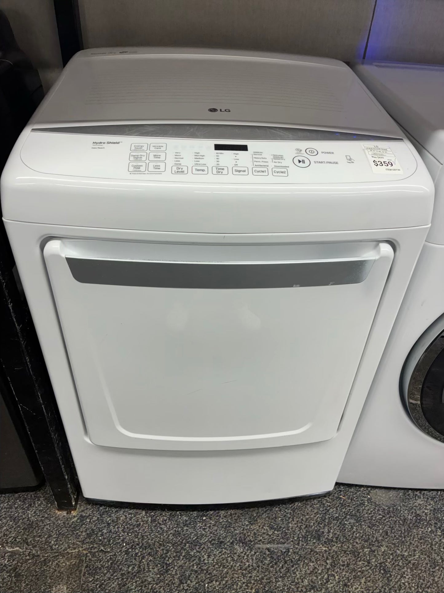 LG gas dryer 27” large capacity white
