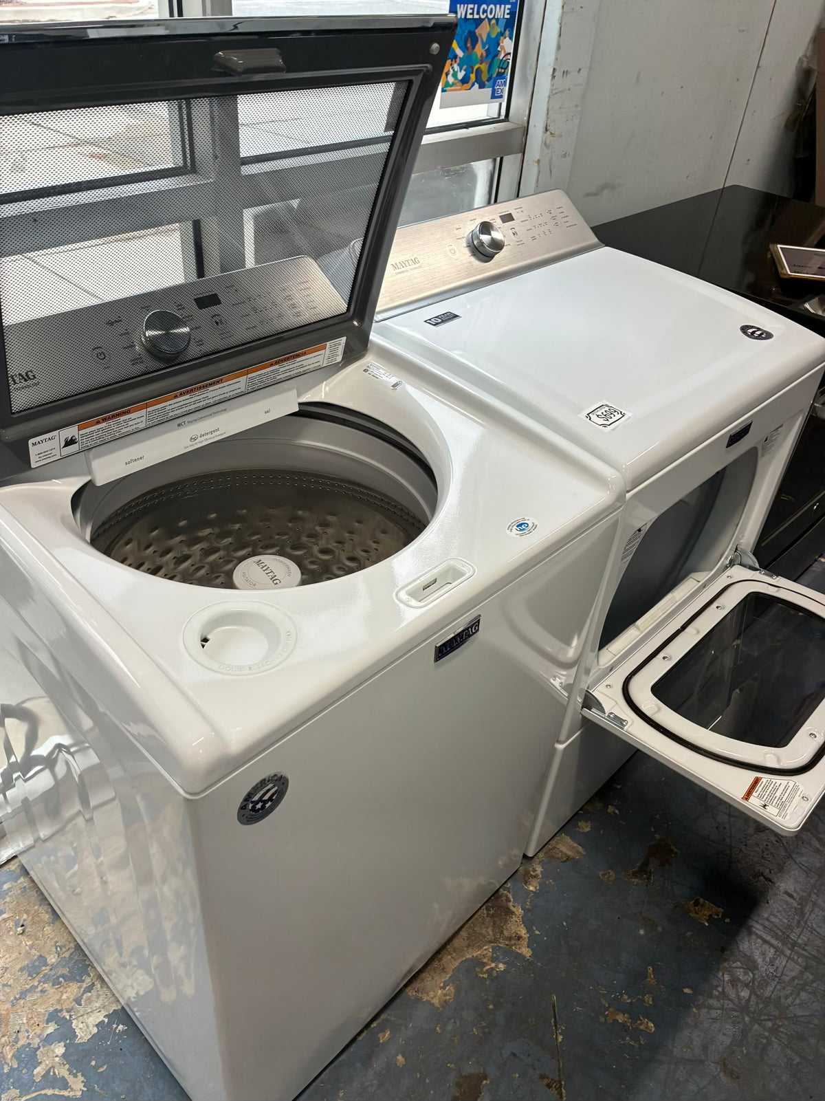 Maytag electric washer and dryer 27” top load