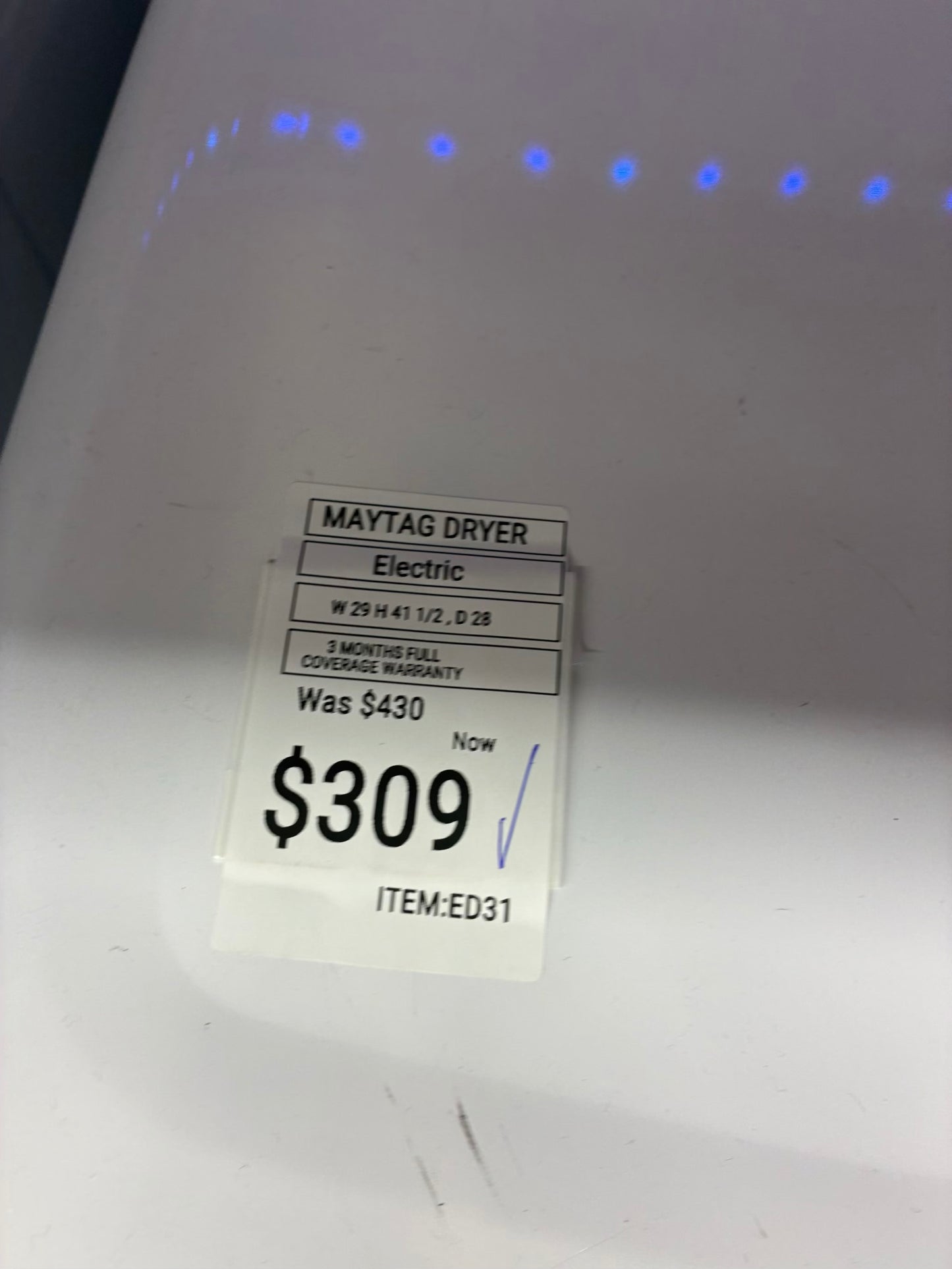 Maytag electric dryer 29” large capacity white