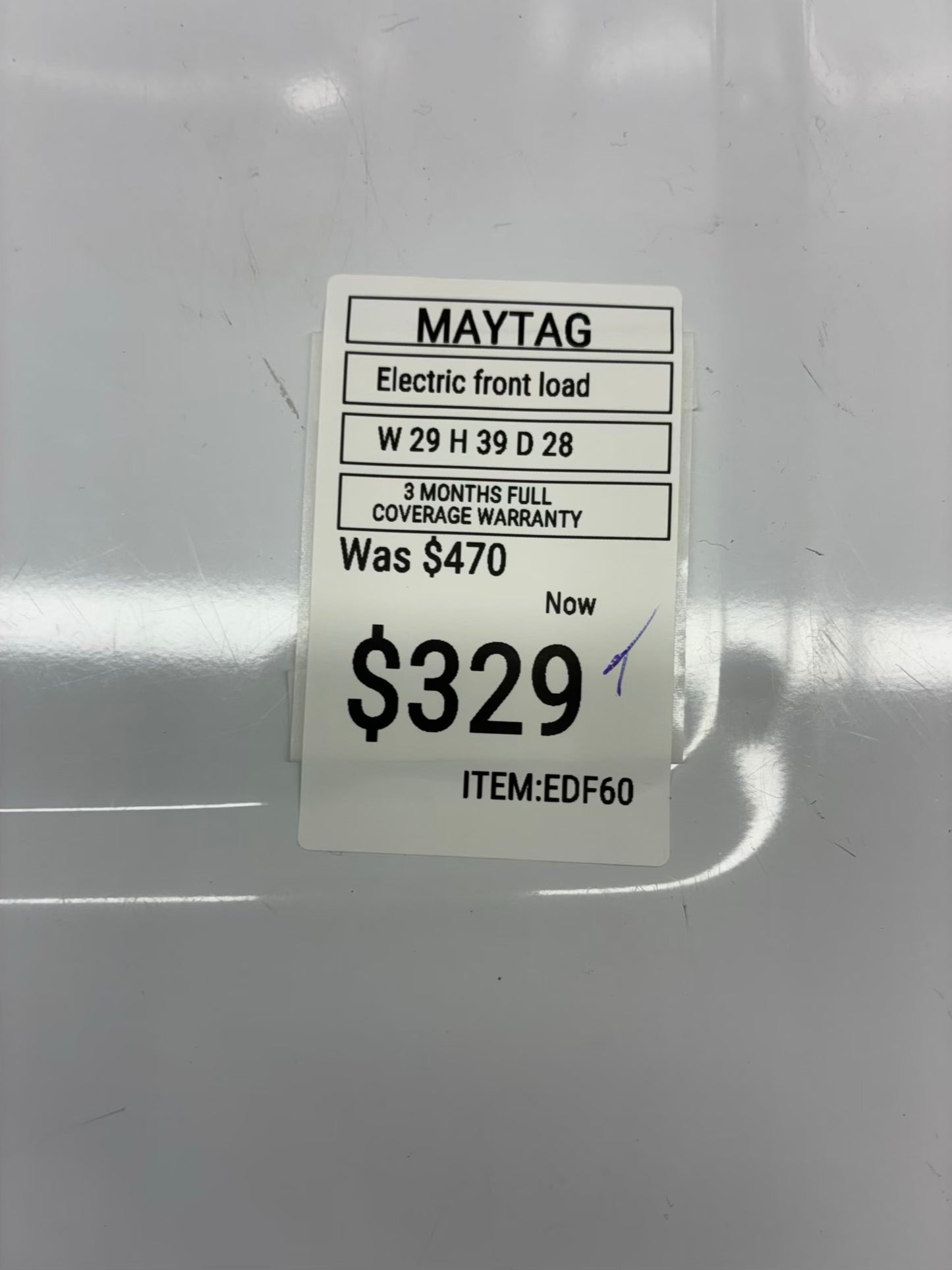 Maytag electric dryer 29” large capacity white