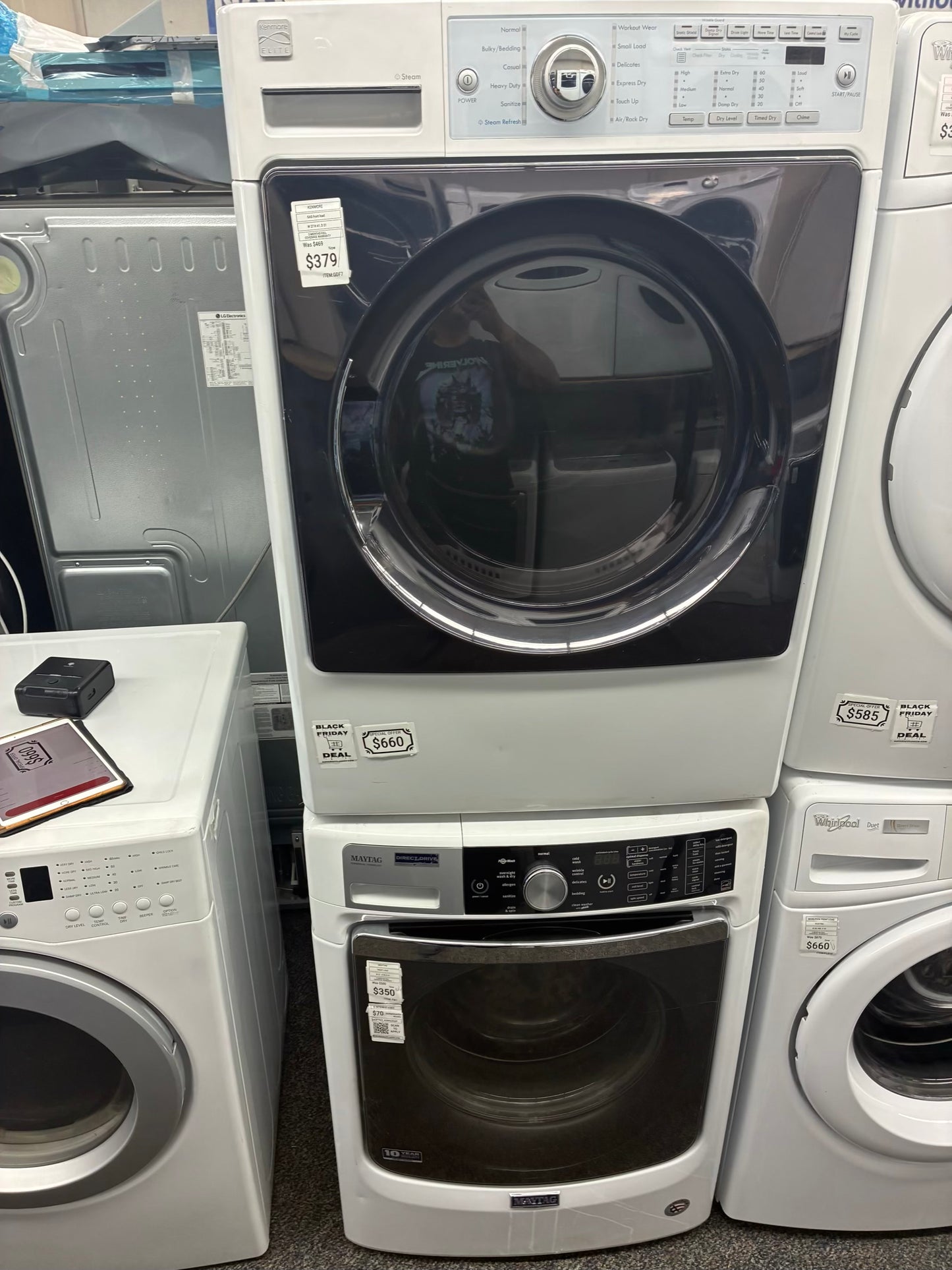 Gas Front load set Maytag washer and gas Kenmore dryer 27” large capacity