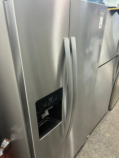 Whirlpool side by side refrigerator stainless steel 33” ice maker water dispenser