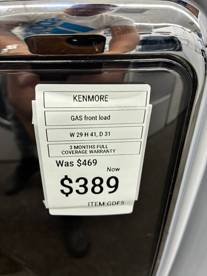 Kenmore elite gas dryer front load 29”