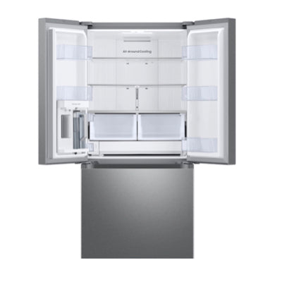 ⭐️ CYBER MONDAY ★ Samsung 33” Open Box - 25 cu. ft. 3-Door French Door Smart Refrigerator with Beverage Center - Stainless Steel RF302