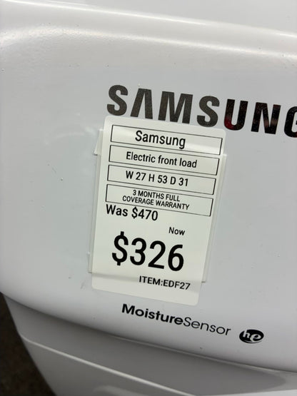 Samsung Electric Dryer 27” white front load