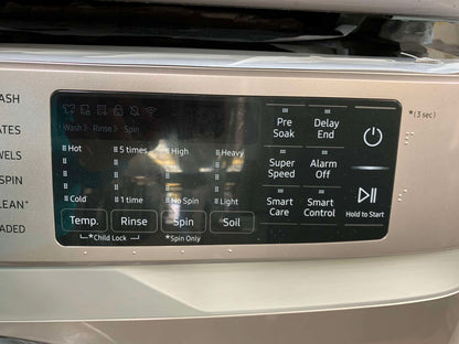 ★ Samsung open box 4.5-cu ft High Efficiency Stackable Steam Cycle Smart Front-Load Washer and gentle used Electric Dryer with 7.5 Cu. Ft. Capacity, Smart Care, 10 Dryer Programs, Sensor Dry, Steam Sanitize+, Wrinkle Prevent WD461