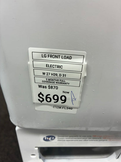 LG electric washer and dryer 27” front load