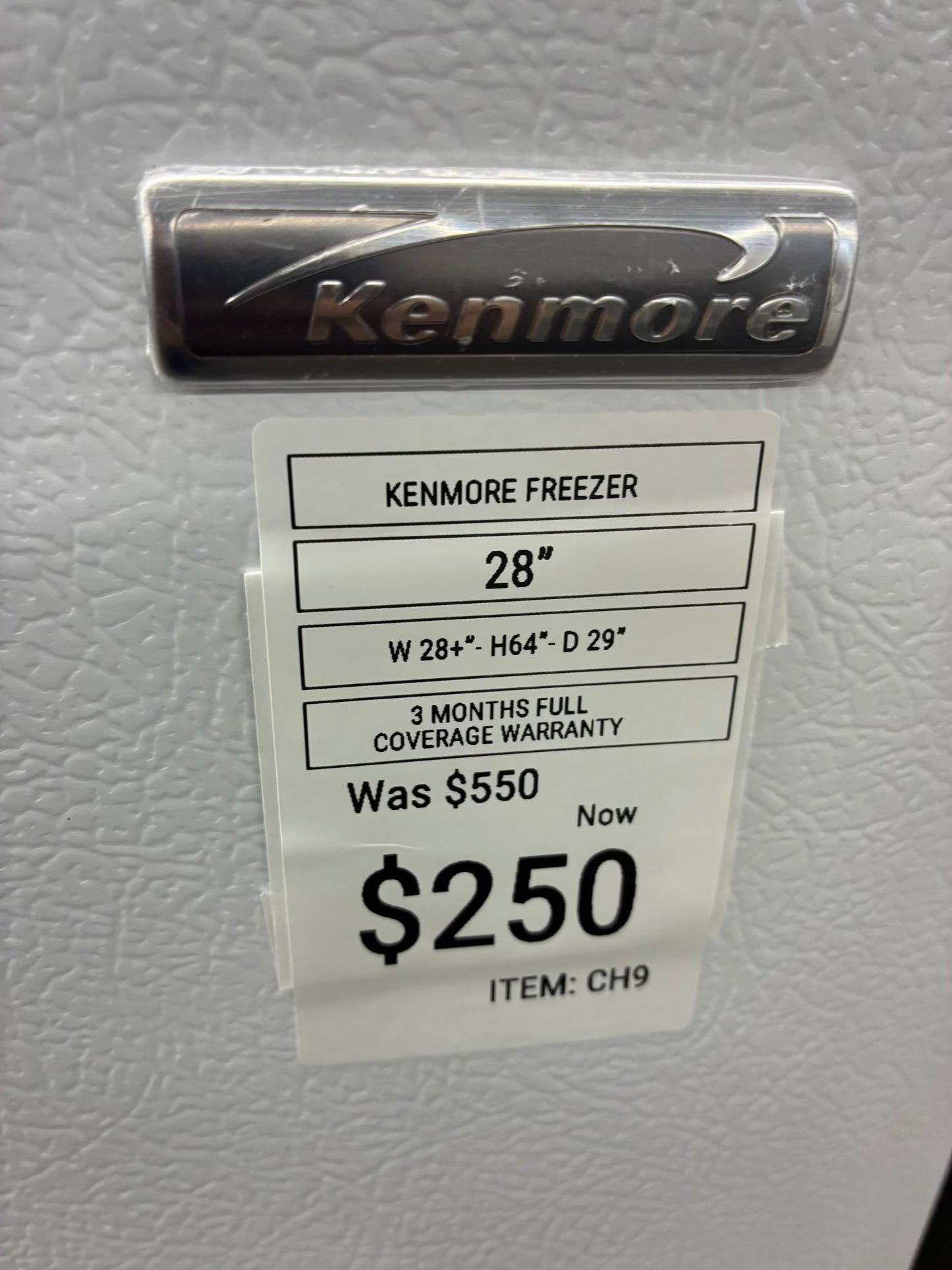Kenmore Upright Freezer Refrigerator 28” white