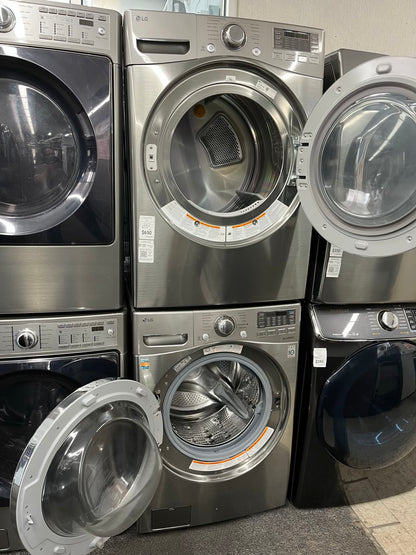 - Item: #ED83N  LG high efficiency washer and electric dryer blie stainless steel drum front load ,stackable or side by side 27”