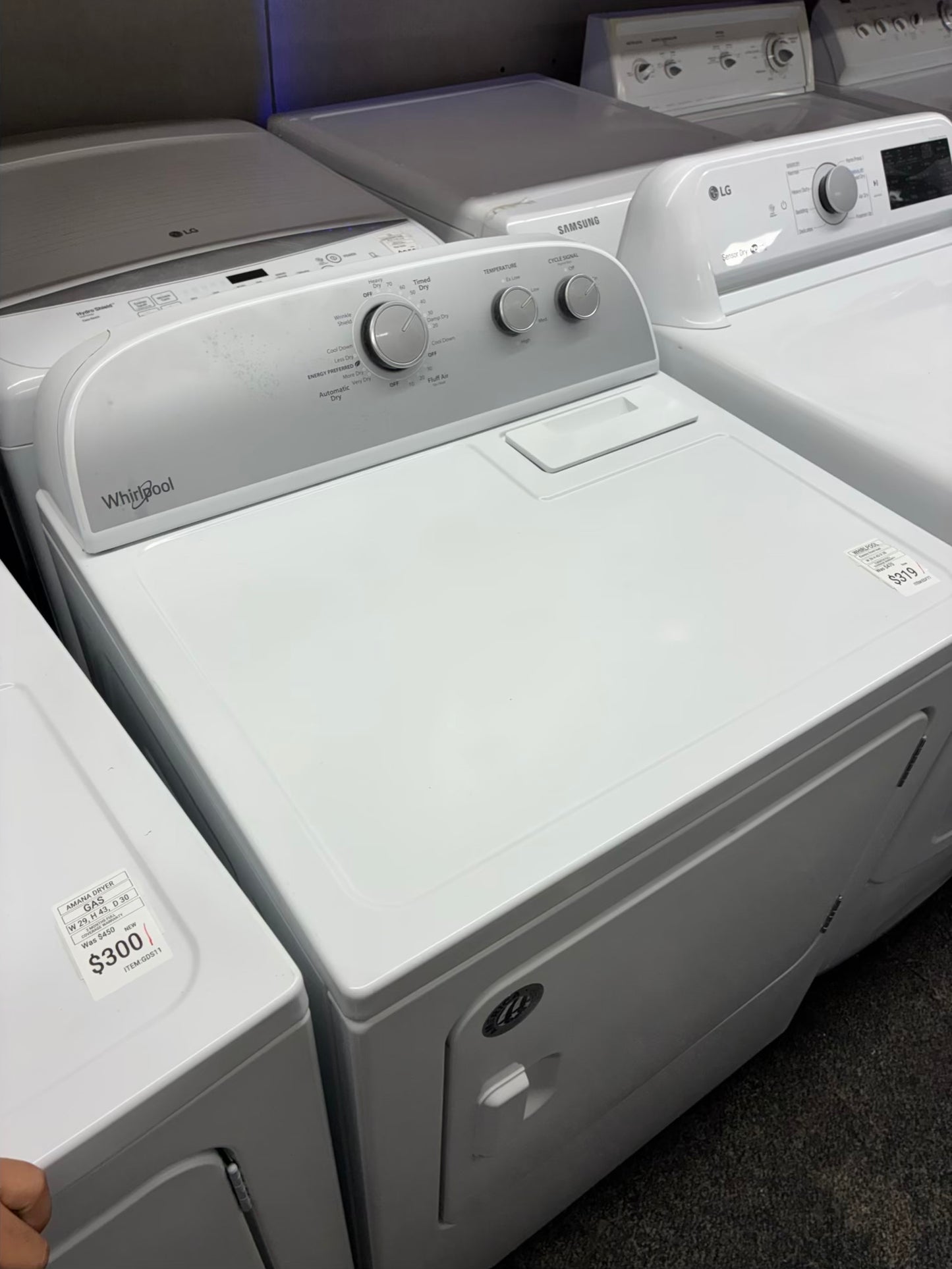 Whirlpool electric dryer 29” large capacity white