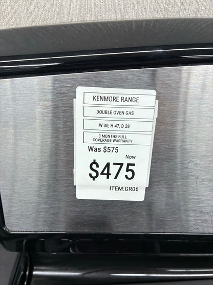 Kenmore Elite gas range stainless steel color 5 burner 30” double oven