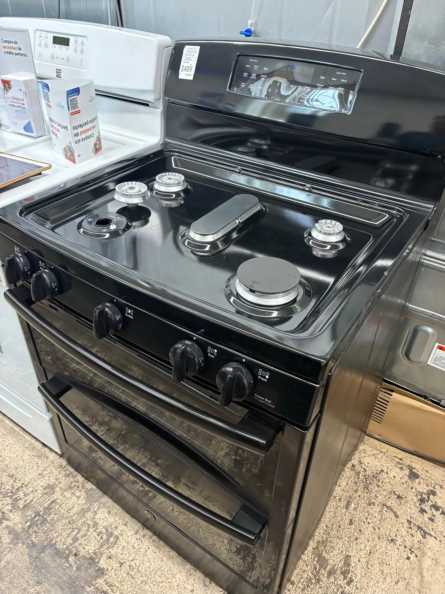 GE Double Oven Gas Range black 5 Burners 30”