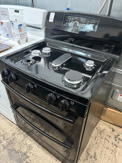 GE Double Oven Gas Range black 5 Burners 30”