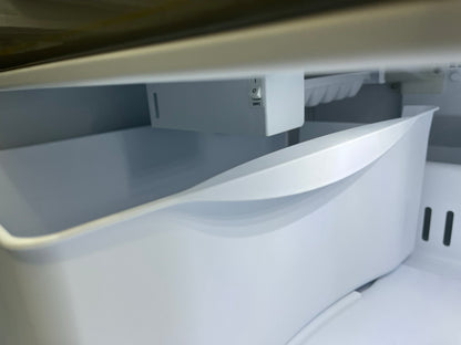 ^ #RF47W GE french door refrigerator slate stainless steel w/ ice and water dispenser inside 33” in