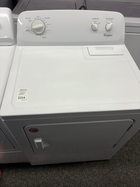 Whirlpool electric dryer 29” large capacity white