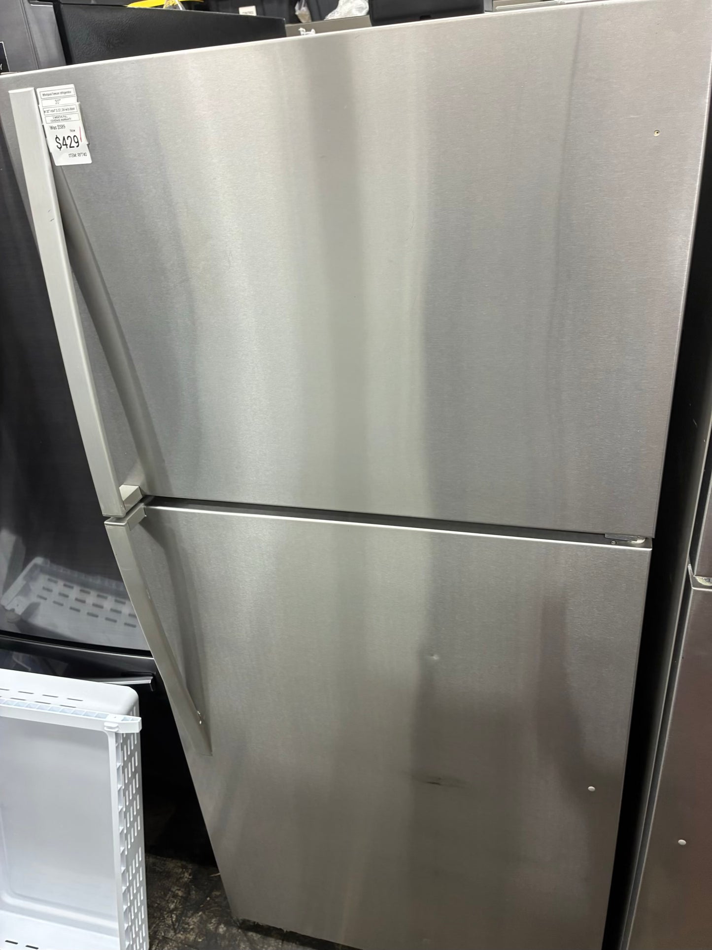 Whirlpool top freezer refrigerator white 30”