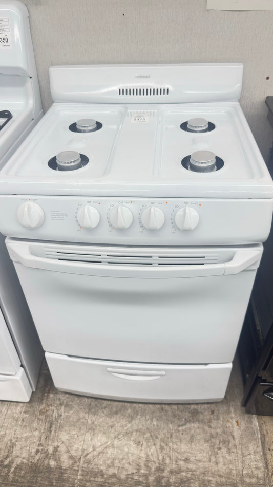 ‘ ITEM #GR40W Hotpoint gas range white 4 burner 24” in *more pictures soon