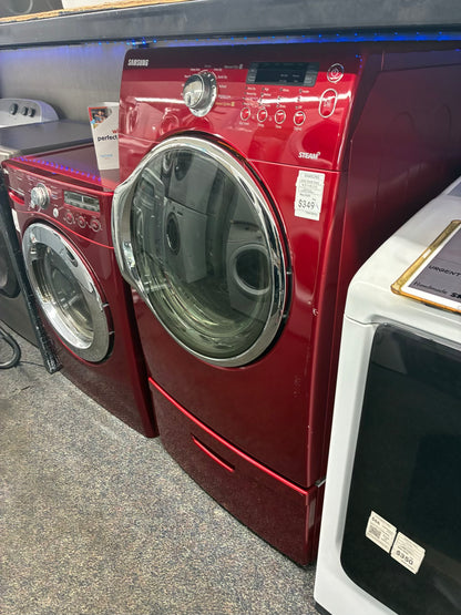Samsung gas dryer 27” large capacity red with pedestal