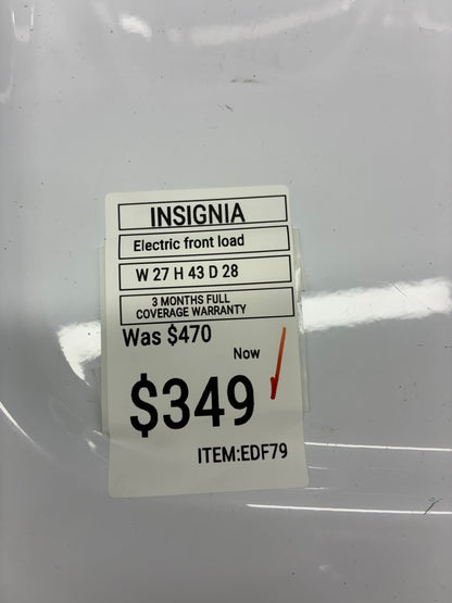 Insignia electric dryer 27” large capacity white