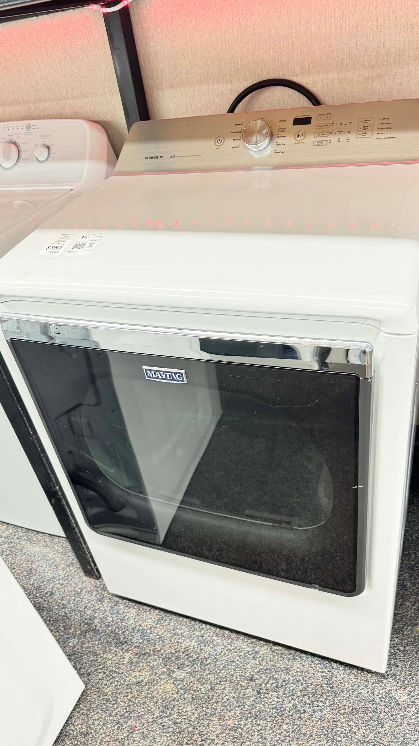Maytag xl mct commercial technology electric dryer 220vlt front jumbo size touchscreen