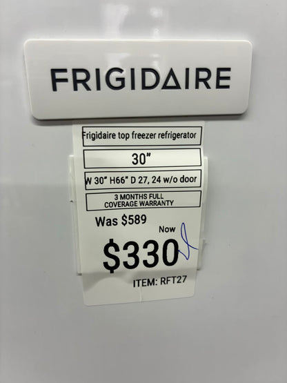 Frigidaire top freezer refrigerator white 30”