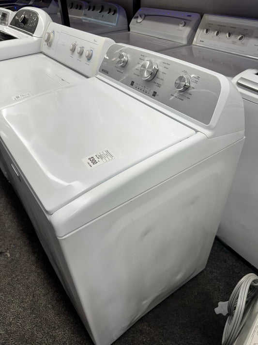 Maytag top load washer deep fill & rinse white 27” whit agitator stainless steel drum