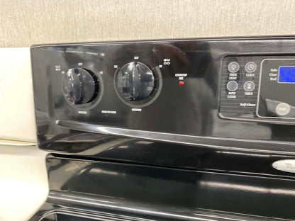 Item: #ER29U  whirlpool electric 220v range 4 burner  black  30 in