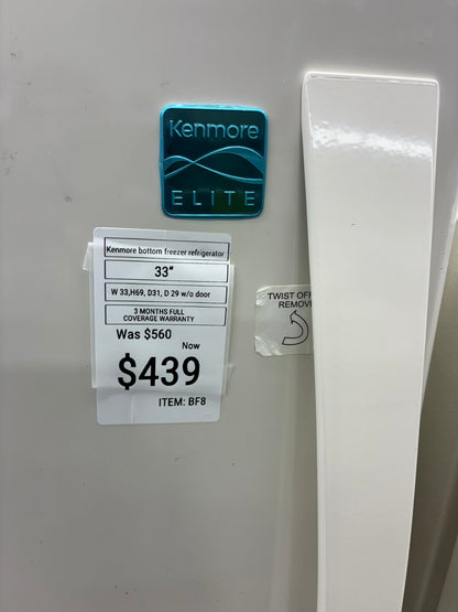 Kenmore Elite bottom freezer white 33”