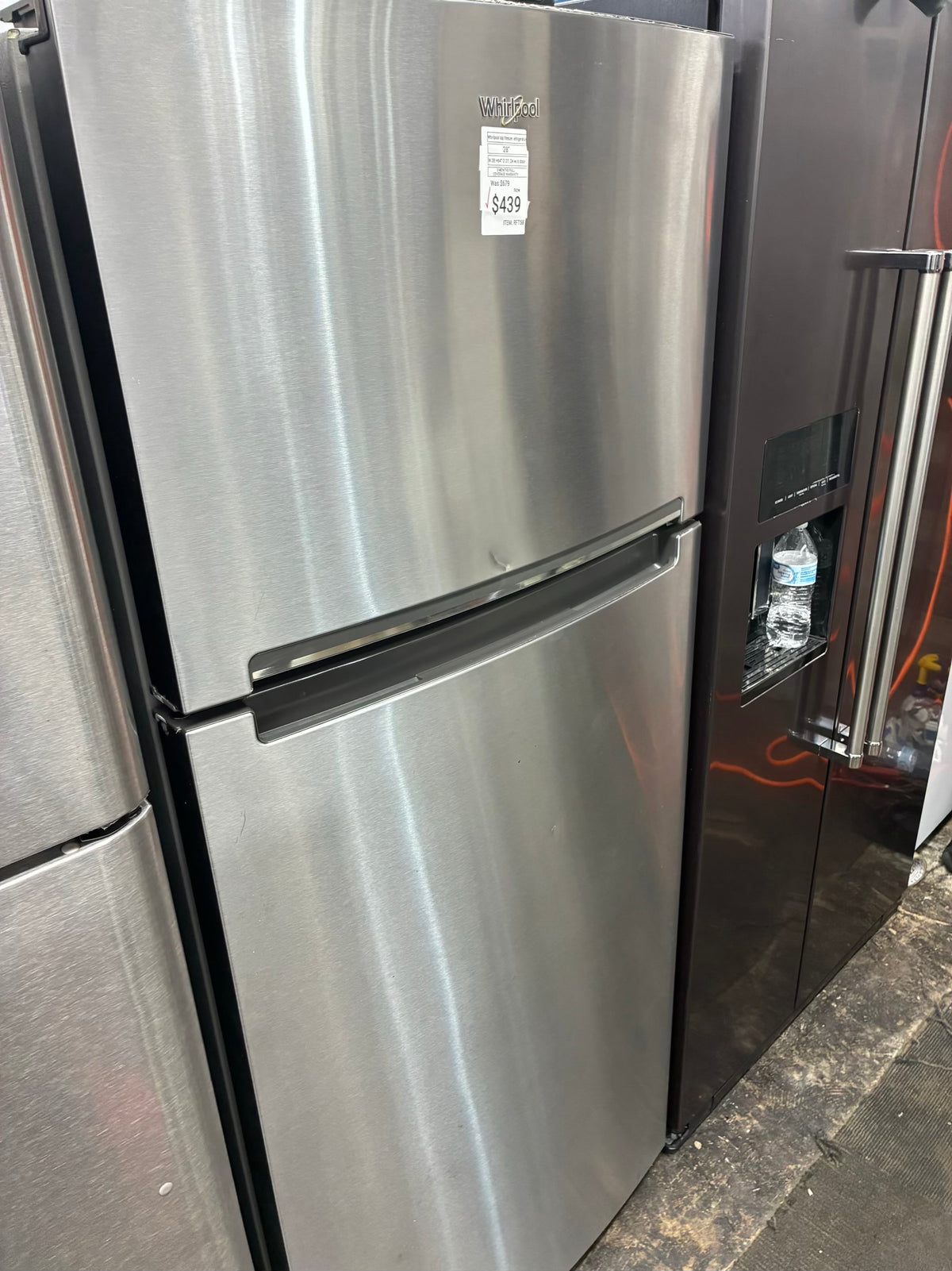 Whirlpool top freezer refrigerator stainless steel 28l