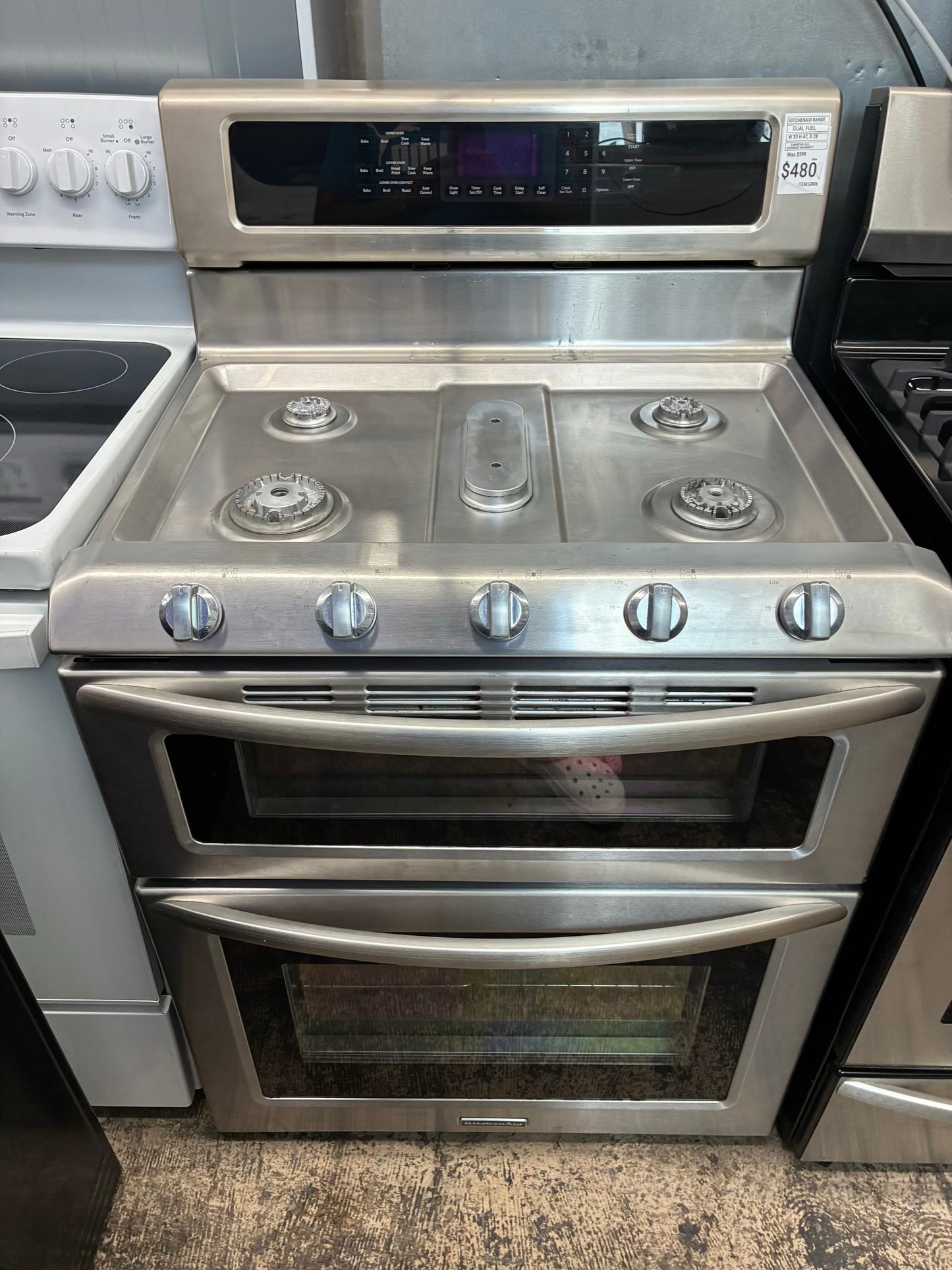 Kitchen Aid dual fuel  stainless steel range 5 burner 30 inch