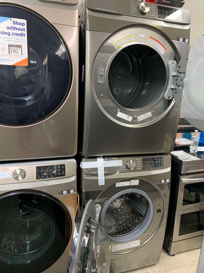 🔥 HOT DEAL ★ Samsung Open Box 4.5 cu. ft. Smart High-Efficiency Front Load Washer with Super Speed  & 7.5 cu. ft. Smart Stackable Vented electric Dryer with Steam Sanitize+ in champagne 27 in WD719