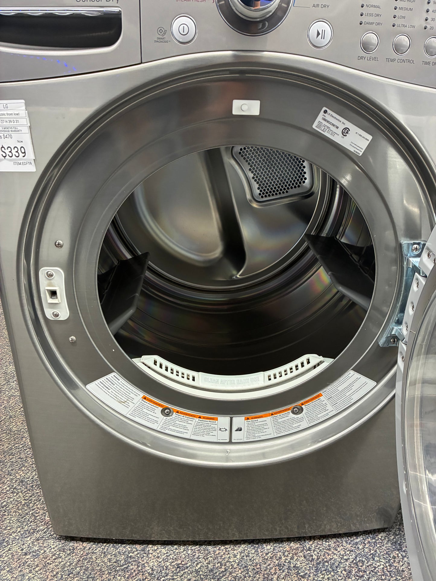 LG Electric Dryer 27”  slate front load