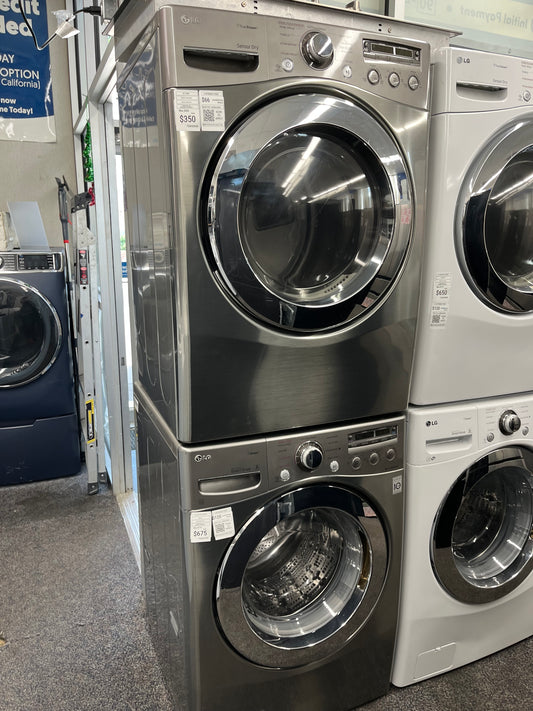 ^ ITEM #ED94B LG fornt load washer and dryer stackable   super capacity 27”