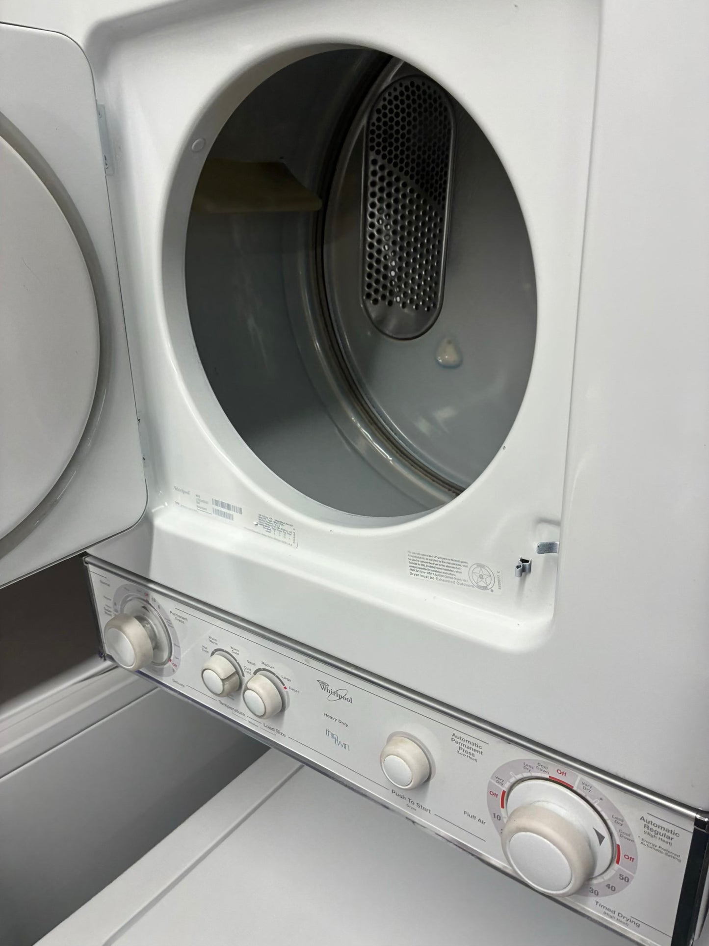 Whirlpool laundry center  washer and dryer set gas stackable 24”