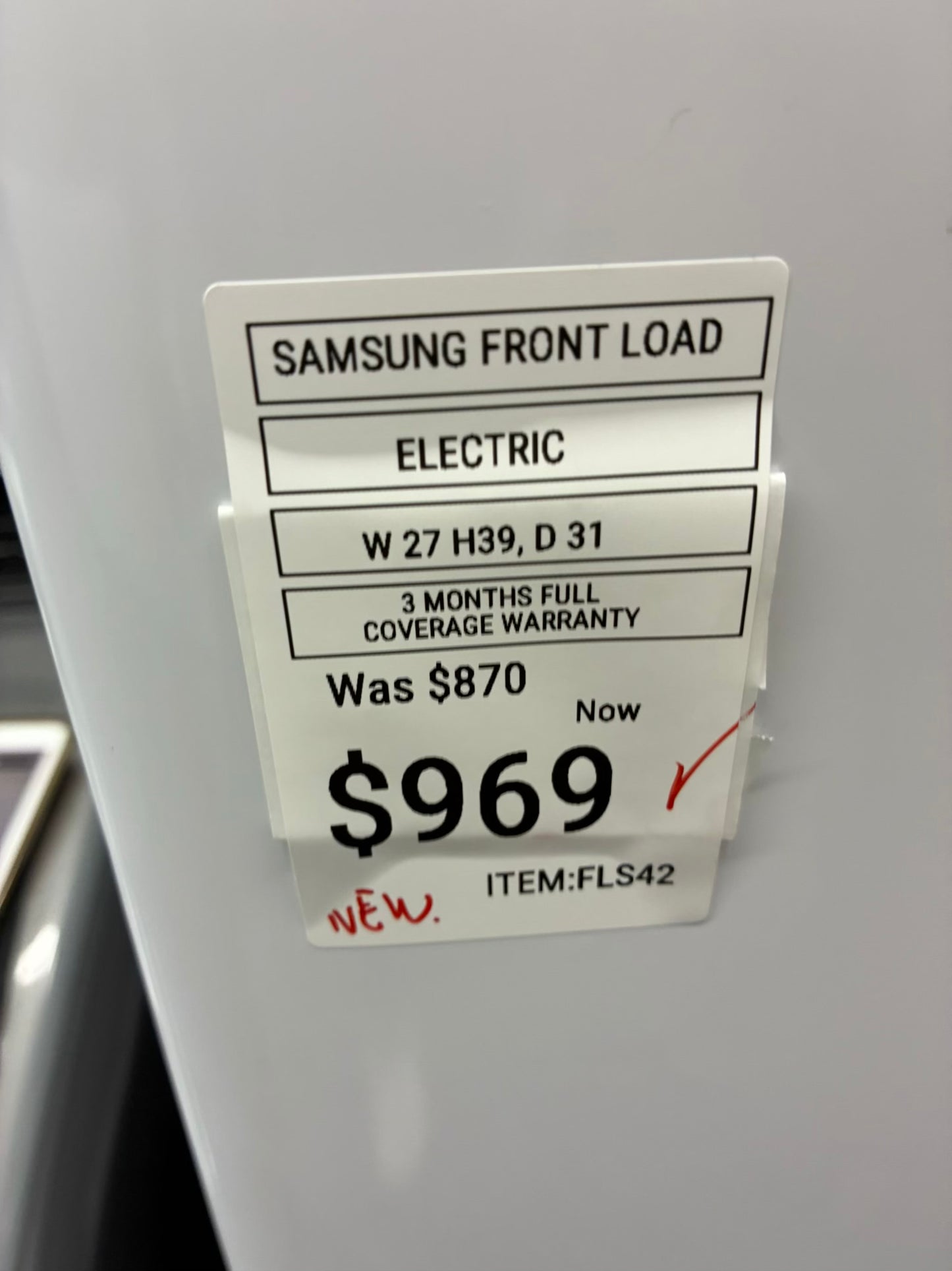 Samsung electric washer and dryer 27” front load NEW